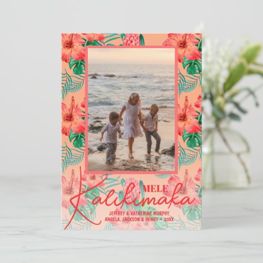 花のメリクリスマス写真 シーズンカード (スタンド正面)