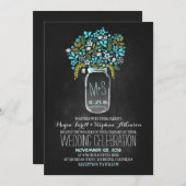 花のメーソンジャーの黒板の結婚式招待状 招待状 (正面/裏面)