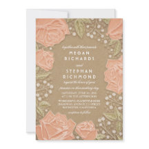 花のモダンな結婚式の招待状