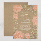 花のモダンな結婚式の招待状 招待状 (正面/裏面)