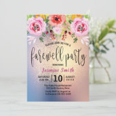 花のモダンな金ゴールドのグリッターの送別会 招待状 (スタンド正面)