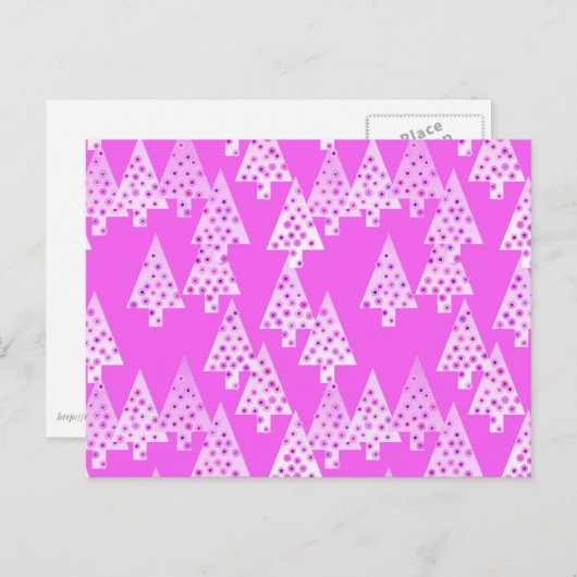 花のモダンクリスマスツリー – オーキッドピンク シーズンポストカード (正面/裏面)