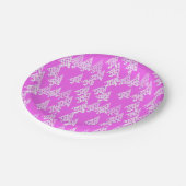 花のモダンクリスマスツリー – オーキッドピンク ペーパープレート (アングル)