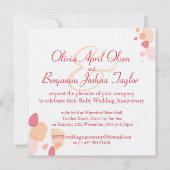 花のモダン花びらの赤いルビーの結婚式の招待 招待状 (裏面)