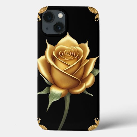 花のモチーフがあしらわれた金の装飾フレーム Case-Mate iPhoneケース (裏面)