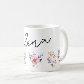 花のモチーフと名前をカスタムする コーヒーマグカップ (正面右)