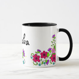 花のモチーフのウクライナの民芸 マグカップ