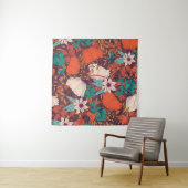 花のモチーフ:手描きのシームレスパターン タペストリー (インサイチュ(横))