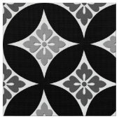 花のモチーフ、黒、白および灰色のShippo ファブリック (クローズアップ)