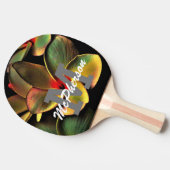 花のモノグラムと名前 卓球ラケット (横)