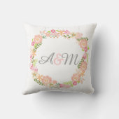花のモノグラムの枕 クッション (裏面)