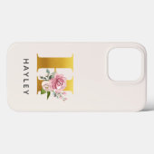 花のモノグラムイニシャルM 名前入り Case-Mate iPhoneケース (裏面 (横))