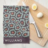 花のモノグラムエレガントスタイリッシュキッチンタオル キッチンタオル (四つ折り)