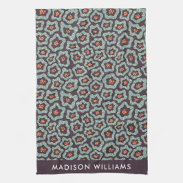 花のモノグラムエレガントスタイリッシュキッチンタオル キッチンタオル