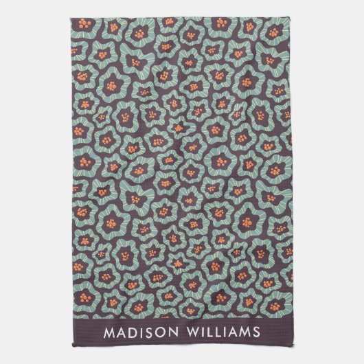 花のモノグラムエレガントスタイリッシュキッチンタオル キッチンタオル (縦)