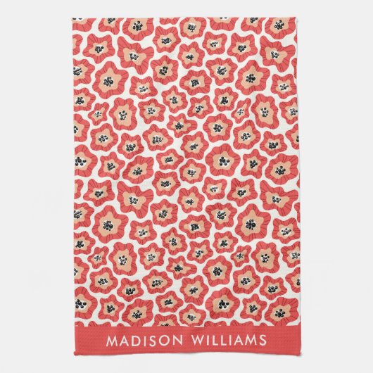 花のモノグラムエレガントスタイリッシュキッチンタオル キッチンタオル (縦)