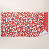 花のモノグラムエレガントスタイリッシュビーチタオル ビーチタオル (正面)