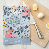 花のモノグラムエレガントスタイリッシュ キッチンタオル (四つ折り)