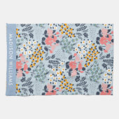 花のモノグラムエレガントスタイリッシュ キッチンタオル (横)