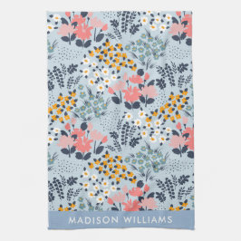 花のモノグラムエレガントスタイリッシュ キッチンタオル