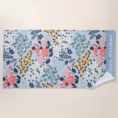 花のモノグラムエレガントスタイリッシュ ビーチタオル (正面)