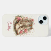 花のモノグラム入りエレガントカウガールブーツ Case-Mate iPhoneケース (裏面 (横))