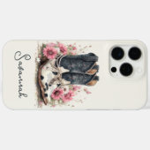 花のモノグラム入りエレガントカウハイドブーツ Case-Mate iPhoneケース (裏面 (横))