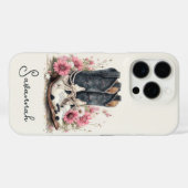 花のモノグラム入りエレガントカウハイドブーツ Case-Mate iPhoneケース (裏面 (横))