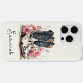 花のモノグラム入りエレガントカウハイドブーツ Case-Mate iPhoneケース (裏面 (横))