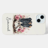 花のモノグラム入りエレガントカウハイドブーツ Case-Mate iPhoneケース (裏面 (横))