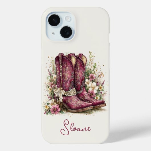 花のモノグラム入りエレガントブーツ Case-Mate iPhoneケース (裏面)