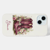 花のモノグラム入りエレガントブーツ Case-Mate iPhoneケース (裏面 (横))