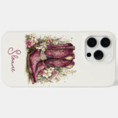 花のモノグラム入りエレガントブーツ Case-Mate iPhoneケース (裏面 (横))