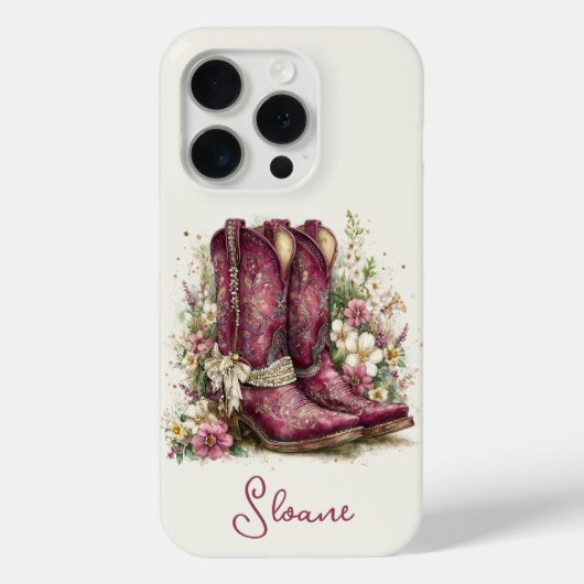 花のモノグラム入りエレガントブーツ Case-Mate iPhoneケース (裏面)