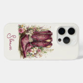 花のモノグラム入りエレガントブーツ Case-Mate iPhoneケース (裏面 (横))