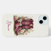 花のモノグラム入りエレガントブーツ Case-Mate iPhoneケース (裏面 (横))
