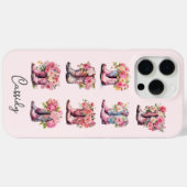 花のモノグラム入りピンクカウガールブーツ Case-Mate iPhoneケース (裏面 (横))