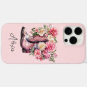 花のモノグラム入りピンクブーツ Case-Mate iPhoneケース (裏面 (横))