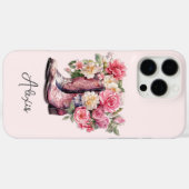花のモノグラム入りピンクブーツ Case-Mate iPhoneケース (裏面 (横))