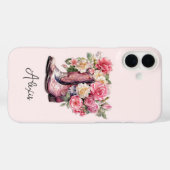 花のモノグラム入りピンクブーツ Case-Mate iPhoneケース (裏面 (横))