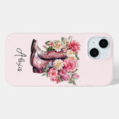 花のモノグラム入りピンクブーツ Case-Mate iPhoneケース (裏面 (横))