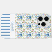 花のモノグラム入りブルーコケットボウズ  Case-Mate iPhoneケース (裏面 (横))