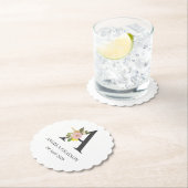 花のモノグラム文字A オーダーメイド名前と日付 ペーパーコースター (インサイチュ)