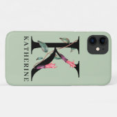 花のモノグラム アルファベット K 名入れギフト Case-Mate iPhoneケース (裏面(横))