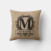 花のモノグラム デザイン クッション (裏面)