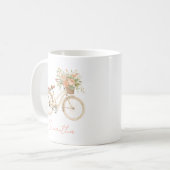花のモノグラム ビンテージ自転車 コーヒーマグカップ (正面左)