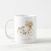 花のモノグラム ビンテージ自転車 コーヒーマグカップ (左)