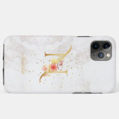 花のモノグラム 名前のイニシャル N 文字のカスタマイズ Case-Mate iPhoneケース (裏面(横))