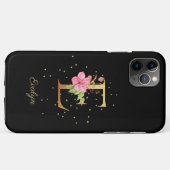 花のモノグラム 名前イニシャルE文字 Case-Mate iPhoneケース (裏面(横))