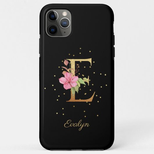 花のモノグラム 名前イニシャルE文字 Case-Mate iPhoneケース (裏面)